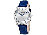 Stuhrling Women's Aria Blue Leather Strap Watch