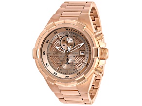 Invicta Aviator 50.5mm Rose Gold Dial Stainless Steel Band Quartz Watch