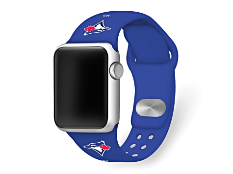 Gametime MLB Toronto Blue Jays Blue Silicone Apple Watch Band (42/44mm M/L). Watch not included.