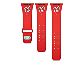 Gametime MLB Washington Nationals Red Silicone Apple Watch Band (42/44mm M/L). Watch not included.