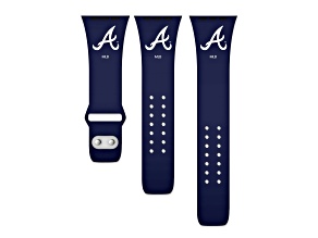 Gametime MLB Atlanta Braves Navy Silicone Apple Watch Band (42/44mm M/L). Watch not included.