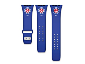 Gametime MLB Chicago Cubs Blue Silicone Apple Watch Band (42/44mm M/L). Watch not included.