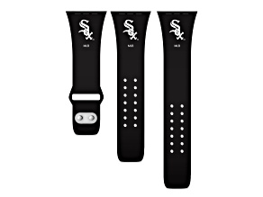 Gametime MLB Chicago White Sox Black Silicone Apple Watch Band (42/44mm M/L). Watch not included.