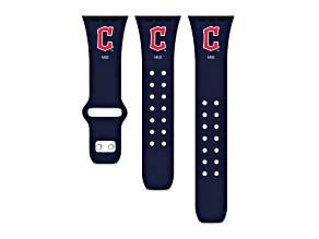 Gametime MLB Cleveland Guardians Navy Silicone Apple Watch Band (42/44mm M/L). Watch not included.