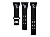 Gametime MLB Colorado Rockies Black Silicone Apple Watch Band (42/44mm M/L). Watch not included.