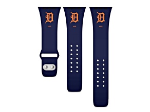 Gametime MLB Detroit Tigers Navy Silicone Apple Watch Band (42/44mm M/L). Watch not included.