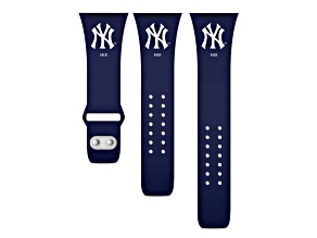 Gametime MLB New York Yankees Navy Silicone Apple Watch Band (42/44mm M/L). Watch not included.