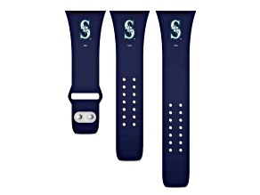 Gametime MLB Seattle Mariners Navy Silicone Apple Watch Band (42/44mm M/L). Watch not included.