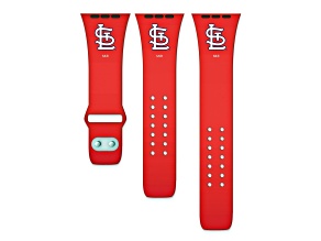 Gametime MLB St. Louis Cardinals Red Silicone Apple Watch Band (42/44mm M/L). Watch not included.