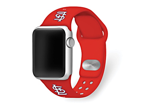 Gametime MLB St. Louis Cardinals Red Silicone Apple Watch Band (42/44mm M/L). Watch not included.