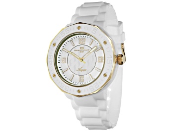 Picture of Oceanaut Women's Acqua White Dial with Yellow Accents, White Rubber Strap Watch