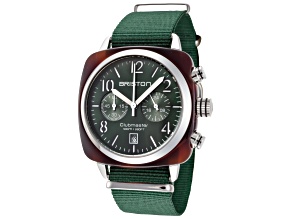 Briston Men's Clubmaster 40mm Quartz Green Dial Green Strap Watch