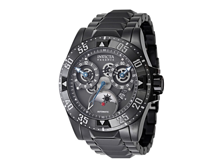 Invicta Reserve Excursion 49.5mm Gunmetal Dial Black Stainless Steel Bracelet Automatic Watch