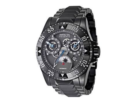 Invicta Reserve Excursion 49.5mm Gunmetal Dial Black Stainless Steel Bracelet Automatic Watch