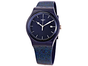 Swatch Men's Glitter Space Blue Dial Blue Rubber Strap Watch