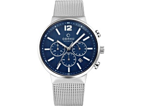 Obaku Men's Storm Blue Dial Stainless Steel Mesh Band Watch