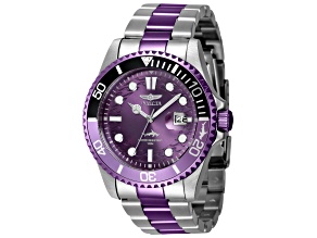 Invicta Men's 43mm Purple Dial Quartz Watch, Stainless Steel Band