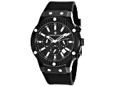 Christian Van Sant Men's Monarchy Black Dial, Two-tone Bezel, Black Rubber Strap Watch