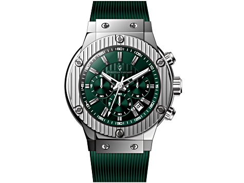 Christian Van Sant Men's Monarchy Green Dial, Gray Bezel, Green Rubber Strap Watch