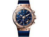 Christian Van Sant Men's Monarchy Blue Dial, Rose Bezel, Blue Rubber Strap Watch