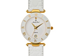 Mathey Tissot Women's Classic White Leather Strap Watch, 33mm