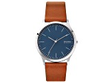 Skagen Men's Jorn Blue Dial Brown Leather Strap Watch