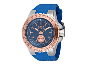 Invicta Aviator 50mm Blue Dial Silicone Band Quartz Watch