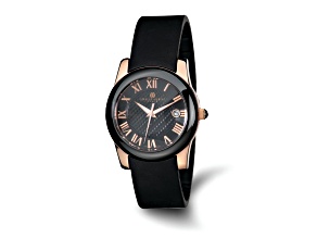 Charles Hubert Rose IP-plated Stainless Steel/Ceramic Black Dial Watch