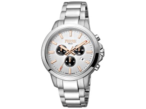 Ferre Milano Men's Fashion 44mm Quartz Gray Dial Stainless Steel Watch