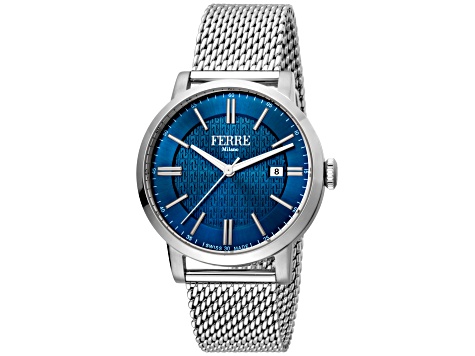 Ferre Milano Men's Classic Blue Dial Stainless Steel Watch