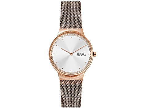 Skagen Women's Freja White Dial, Rose Stainless Steel Watch