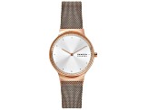 Skagen Women's Freja White Dial, Rose Stainless Steel Watch