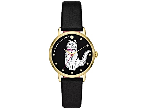 Kate Spade Metro 34mm Black Leather Strap Black Dial Quartz Watch
