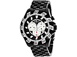 Roberto Bianci Men's Valencio Black Dial White Bezel Black Stainless Steel Watch