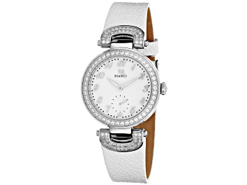 Picture of Roberto Bianci Women's Alessandra White Dial, White Leather Strap Watch