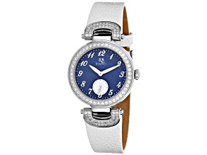 Roberto Bianci Women's Alessandra Blue Dial, White Leather Strap Watch