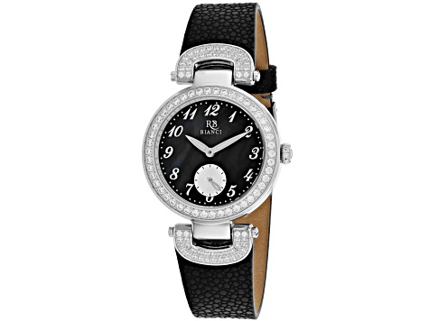 Roberto Bianci Women's Alessandra Black Dial, Black Leather Strap Watch