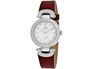 Picture of Roberto Bianci Women's Alessandra White Dial, Red Leather Strap Watch