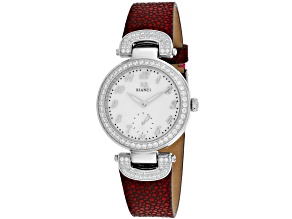 Roberto Bianci Women's Alessandra White Dial, Red Leather Strap Watch