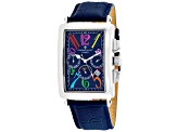 Christian Van Sant Men's Prodigy Blue Dial, Multi-color Accents, White Bezel, Blue Leather Watch