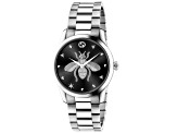 Gucci Women's G-Timeless Black Dial, Stainless Steel Bracelet Watch