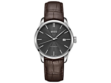 Picture of Mido Men's Belluna II 40mm Automatic Watch with Brown Leather Strap, Black Dial