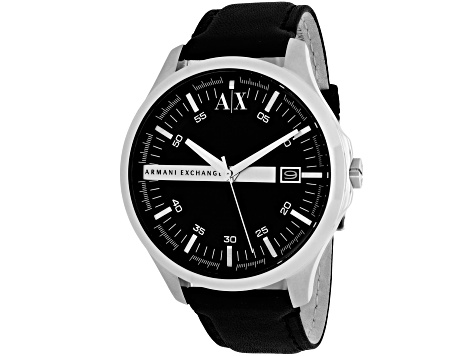 Armani Exchange Men's Classic Black Leather Strap Watch