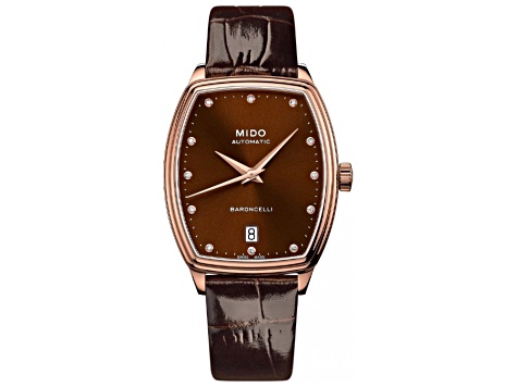 Mido Women's Baroncelli 30.5mm Automatic Watch, Brown Leather Strap