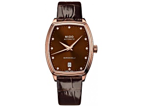 Mido Women's Baroncelli 30.5mm Automatic Watch, Brown Leather Strap