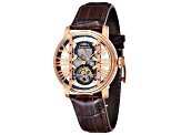 Thomas Earnshaw Men's West Minster 42mm Rose Dial Brown Leather Strap Watch