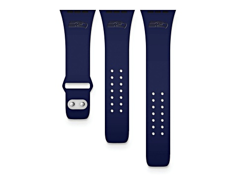Gametime Seattle Seahawks Navy Debossed Silicone Apple Watch Band (42/44mm M/L). Watch not included.