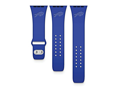 Gametime Buffalo Bills Blue Debossed Silicone Apple Watch Band (42/44mm M/L). Watch not included.