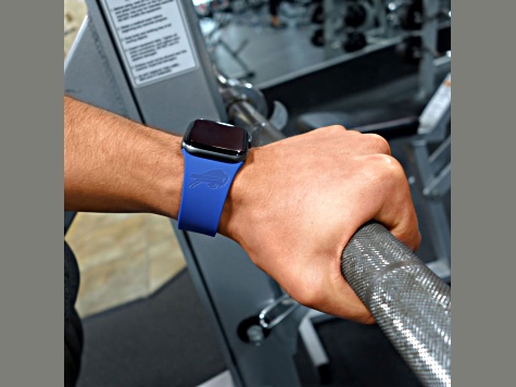 Gametime Buffalo Bills Blue Debossed Silicone Apple Watch Band (42/44mm M/L). Watch not included.