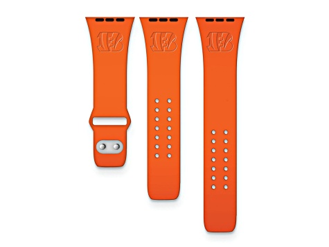 Gametime Cincinnati Bengals Debossed Silicone Apple Watch Band (42/44mm M/L). Watch not included.